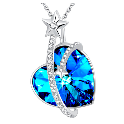 Oostenrijkse Crystal Heart Hanger Halsketting Sterling zilver kostuum Juwelen Voor vrouwen Hypoallergeen