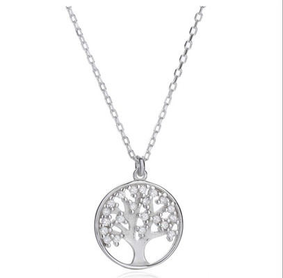 OEM Sterling Silver Tree Of Life halsketting hanger met AAAA Cubic Zirconia