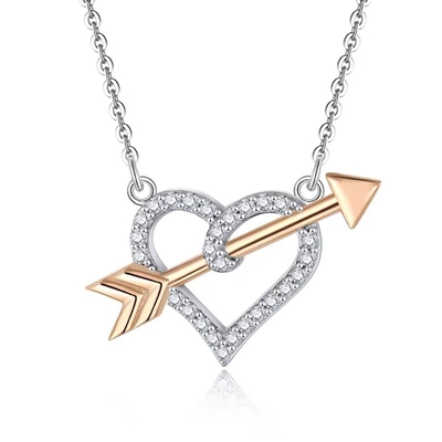 YASVITTI OEM ODM 925 Sterling Silver Cupid Necklace Rose Gold Plated Heart Arrows Necklace Voor Liefhebber Gift