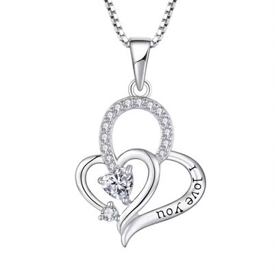 Echt zilver ik hou van je hart hanger halsketting multi kleur hart kubische zirconia luxe zilver 925 hart halsketting juwelen