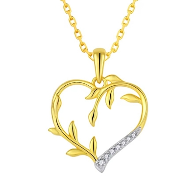 YASVITTI Custom 18K Gold Plating Heart Leaf Hanger Necklace 925 Zilveren fijne sieraden