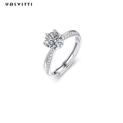 0.07oz 0.57in Sterling Silver Faith Ring-ODM de Ronde Ring van het Besnoeiingszirkoon