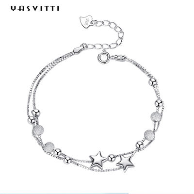 0.99m 0.14oz Sterling Silver Jewelry Bracelets CZ Vier Blad Rose Gold Bracelet