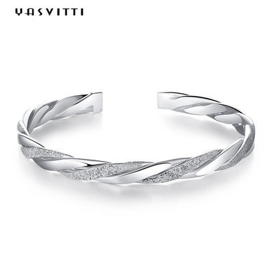 3g 13cm de Armband Rhodium Geplateerd CZ 925 van het Draaimanchet Zilveren Armbanden