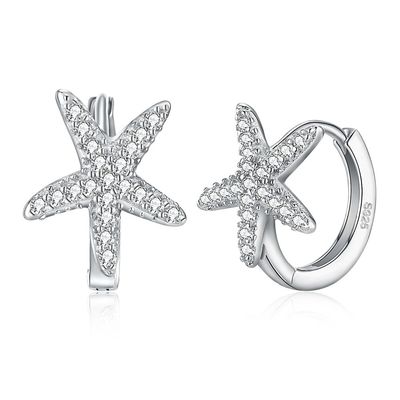 1x1cm 1.32g Sterling Silver Jewelry Earrings 5A de Oorring van het Zeesterzirkoon