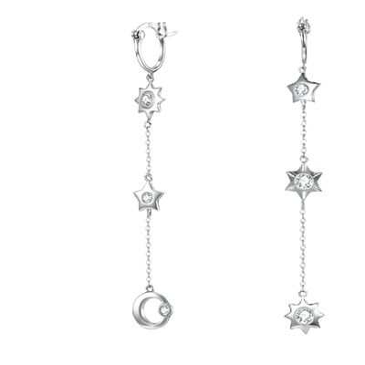van de de Sterlegering van 1.75g 3.7in Sterling Silver Jewelry Earrings Moon SGS van de Dalingsoorringen