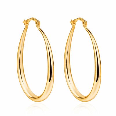 Het platina plateerde Vlotte Cirkel14k Gouden Hoepels 30×21mm voor Vrouwendame