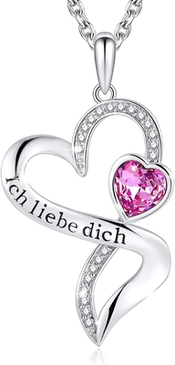 925 Sterling Silver Personalized Double Heart-Kristallen van Halsbandrhodium Geplateerde Austrian crystal