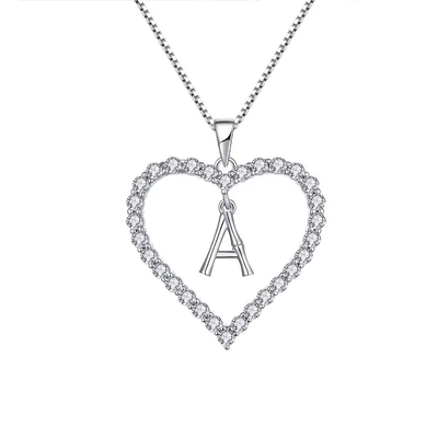 YASVITTI 925 Sterling zilveren sieraden Hartvormige halsketting met A-Z charmes letter