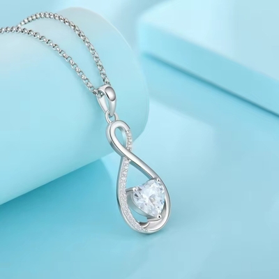 YASVITTI Edelsteen Infinity Hanger Halskettingen Kubische Zirconia Geburtssteen Hart 925 Sterling Zilveren Halskettingen