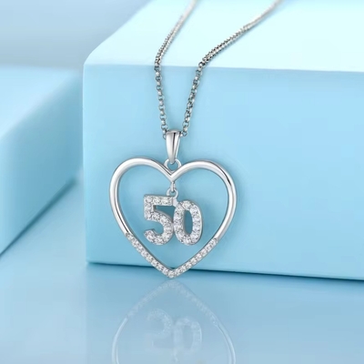 YASVITTI Custom Fashion 925 Sterling Silver Heart Necklace Nummer 50 en 30 Hanger Necklace Groothandel