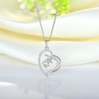 YASVITTI Custom Vrouwen hanger halsketting fijne sieraden Rhodium geplatte Rose 925 Sterling zilver hart halsketting