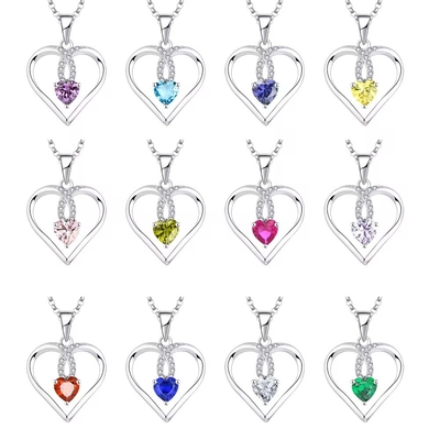 YASVITTI Sparkling Heart 5A Zirconia halsketting Rhodiumgeplatte 925 Sterling zilveren halsketting Juwelen