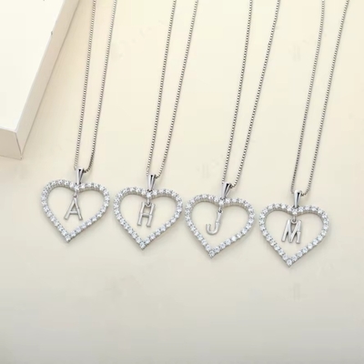 YASVITTI fijne sieraden ketting 925 Sterling zilver hartvormige ketting met A-Z charmes letter