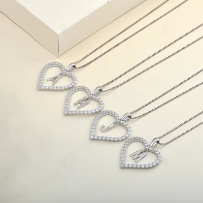 YASVITTI fijne sieraden ketting 925 Sterling zilver hartvormige ketting met A-Z charmes letter