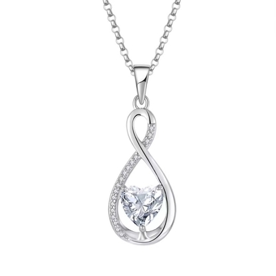 YASVITTI Edelsteen Infinity Hanger Halskettingen Kubische Zirconia Geburtssteen Hart 925 Sterling Zilveren Halskettingen
