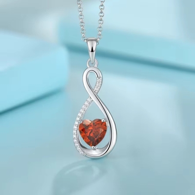 YASVITTI Edelsteen Infinity Hanger Halskettingen Kubische Zirconia Geburtssteen Hart 925 Sterling Zilveren Halskettingen