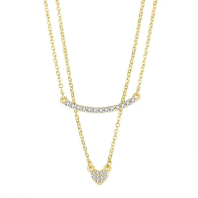 YASVITTI Hoogwaardige dubbele laag halsketting Juwelen Klassiek Rozen Goud 925 Sterling Zilveren Hart Hanger Halsketting