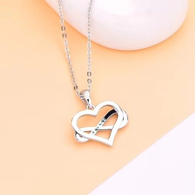 YASVITTI ODM OEM 925 Sterling Silver Sparkling Heart Necklace 5A Zirconia Rhodium Plated Hollow Necklace Hanger Juwelen