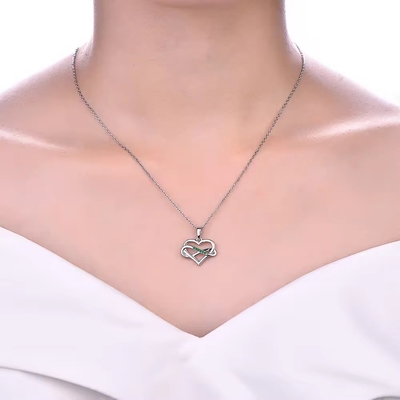 YASVITTI ODM OEM 925 Sterling Silver Sparkling Heart Necklace 5A Zirconia Rhodium Plated Hollow Necklace Hanger Juwelen
