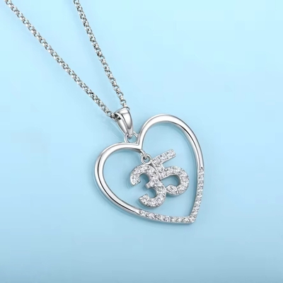 YASVITTI Custom Fashion 925 Sterling Silver Heart Necklace Nummer 50 en 30 Hanger Necklace Groothandel