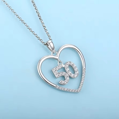 YASVITTI Custom Fashion 925 Sterling Silver Heart Necklace Nummer 50 en 30 Hanger Necklace Groothandel