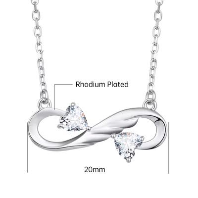 YASVITTI 925 Sterling Silver Infinity Hart Ketting Hart Kubisch Zircon Luxe Vrouwen Ketting Juwelen