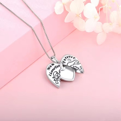 YASVITTI 925 Sterling Zilveren Moeder Ik hou van je voor altijd Hart medaillon hanger halsketting voor vrouwen