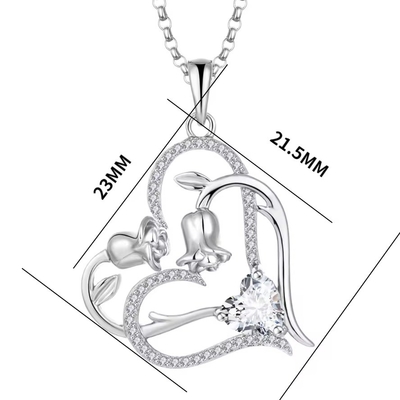 YASVITTI OEM Vrouwencadeau Hart tot Hart Ketting Kubische Zirconia Rhodium Plated Sweet 925 Sterling Silver Double Heart