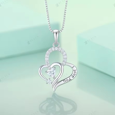 YASVITTI Ik hou van je Hart Hanger Halsketting Meerdere Kleuren Hart Kubische Zirconia Luxe Zilver 925 Hart Halsketting Juwelen
