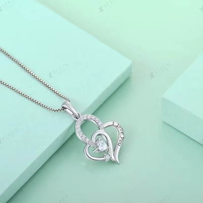YASVITTI Ik hou van je Hart Hanger Halsketting Meerdere Kleuren Hart Kubische Zirconia Luxe Zilver 925 Hart Halsketting Juwelen