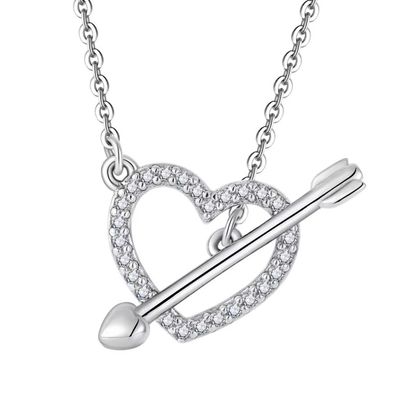 YASVITTI 925 Sterling zilver vrouwen ketting 'Een pijl door het hart' Zircon steen Valentijnsdag feest cadeau