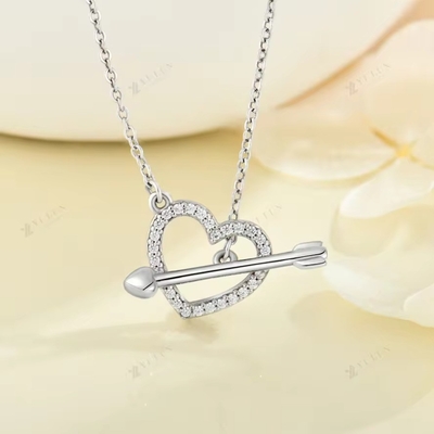 YASVITTI 925 Sterling zilver vrouwen ketting 'Een pijl door het hart' Zircon steen Valentijnsdag feest cadeau