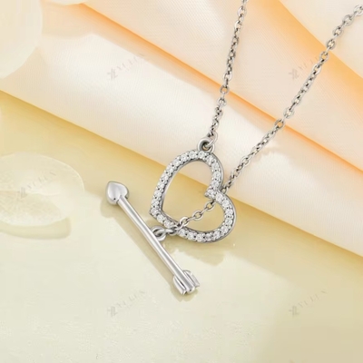 YASVITTI 925 Sterling zilver vrouwen ketting 'Een pijl door het hart' Zircon steen Valentijnsdag feest cadeau