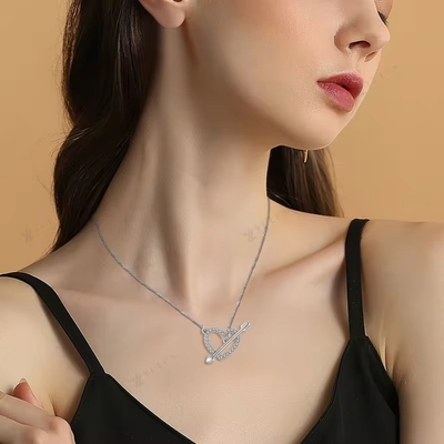 YASVITTI 925 Sterling zilver vrouwen ketting 'Een pijl door het hart' Zircon steen Valentijnsdag feest cadeau