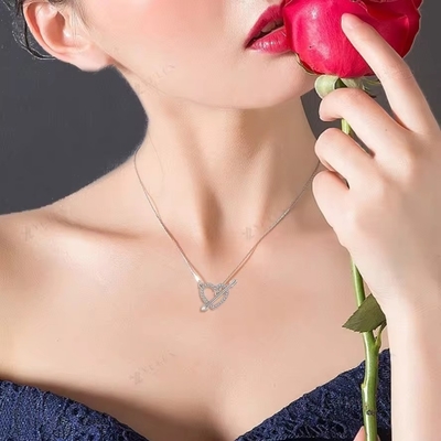YASVITTI 925 Sterling zilver vrouwen ketting 'Een pijl door het hart' Zircon steen Valentijnsdag feest cadeau