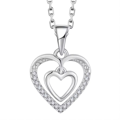 YASVITTI 925 Sterling zilver dubbel hol CZ Steen Diamant Juwelen Custom Groot Mini Hartvormig Hangertje