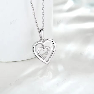 YASVITTI 925 Sterling zilver dubbel hol CZ Steen Diamant Juwelen Custom Groot Mini Hartvormig Hangertje