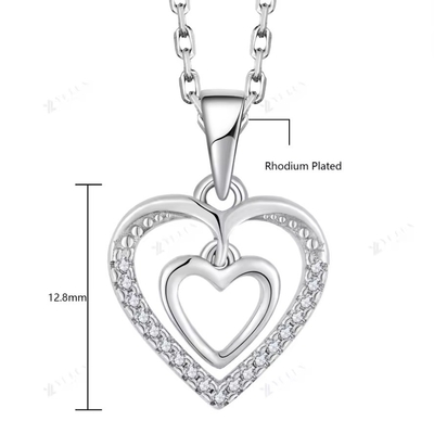 YASVITTI 925 Sterling zilver dubbel hol CZ Steen Diamant Juwelen Custom Groot Mini Hartvormig Hangertje