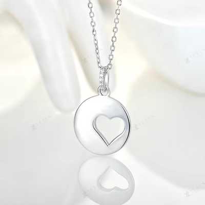 YASVITTI Romantische 925 Sterling zilveren ketting Rhodium geplatte munt Hollow Love Heart Hanger Ketting voor Valentijnsdag