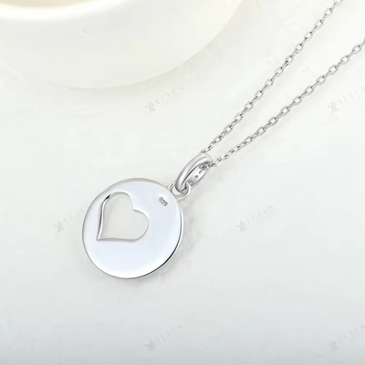 YASVITTI Romantische 925 Sterling zilveren ketting Rhodium geplatte munt Hollow Love Heart Hanger Ketting voor Valentijnsdag