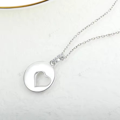 YASVITTI Romantische 925 Sterling zilveren ketting Rhodium geplatte munt Hollow Love Heart Hanger Ketting voor Valentijnsdag