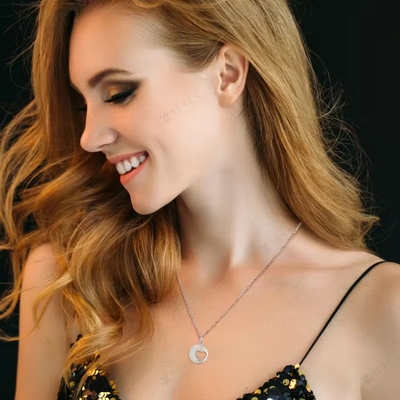 YASVITTI Romantische 925 Sterling zilveren ketting Rhodium geplatte munt Hollow Love Heart Hanger Ketting voor Valentijnsdag