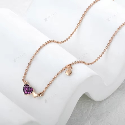 YASVITTI Valentijnsdag Juwelen Geschenk 925 Sterling Zilveren Ketting Edelsteen Diamant Roos Goud Geplatte Hart Ketting