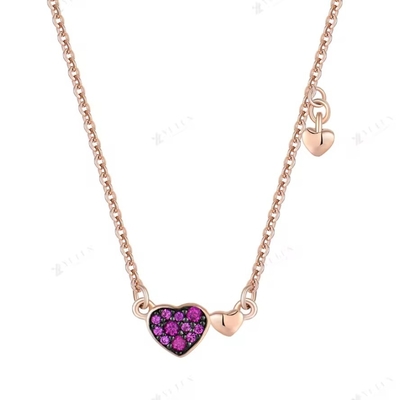 YASVITTI Valentijnsdag Juwelen Geschenk 925 Sterling Zilveren Ketting Edelsteen Diamant Roos Goud Geplatte Hart Ketting