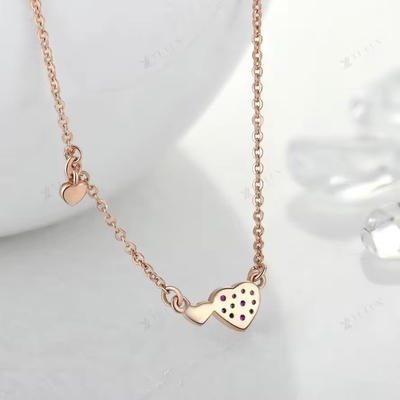 YASVITTI Valentijnsdag Juwelen Geschenk 925 Sterling Zilveren Ketting Edelsteen Diamant Roos Goud Geplatte Hart Ketting
