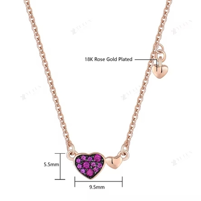 YASVITTI Valentijnsdag Juwelen Geschenk 925 Sterling Zilveren Ketting Edelsteen Diamant Roos Goud Geplatte Hart Ketting