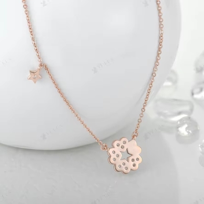 YASVITTI 925 Sterling zilveren ketting Vrouwen Star Charms Fijne sieraden Bloemvorm 14K Rose Gold Heart Ketting