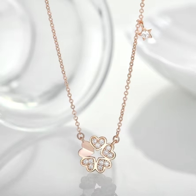 YASVITTI 925 Sterling zilveren ketting Vrouwen Star Charms Fijne sieraden Bloemvorm 14K Rose Gold Heart Ketting
