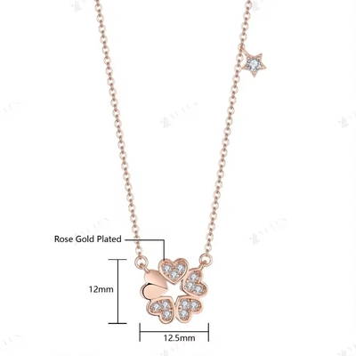 YASVITTI 925 Sterling zilveren ketting Vrouwen Star Charms Fijne sieraden Bloemvorm 14K Rose Gold Heart Ketting